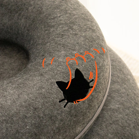 Hot Selling XL Doughnut-Shaped Cat Bed Tunnel High Quality Wool Wood Plastic Foam Accessory Modern Style Sleep Box for Cats Dogs