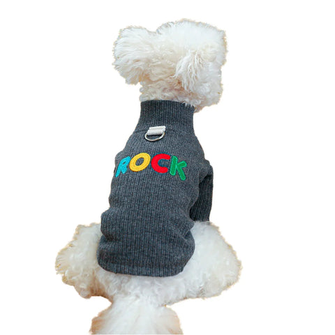 Winter Comfortable Rock Base Gray Polyester Dog and Cat Clothing D Ring Printed Pattern Manufacturer Wholesale