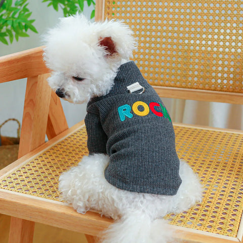 Winter Comfortable Rock Base Gray Polyester Dog and Cat Clothing D Ring Printed Pattern Manufacturer Wholesale