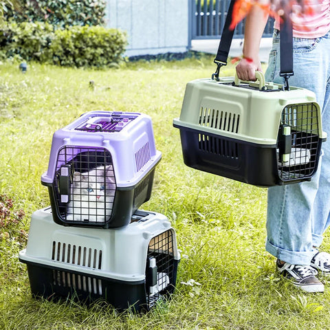 Wholesale Price Two-Door Small Dog & Cat House Pet Carrier Top or Front Loading Outdoor Handheld Portable Dog Bed Pet Cage