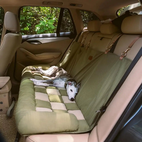 Travel Bolster Safety Back Seat Large Dog Car Seat Bed Chessboard Lounge Waterproof Dog Hammock Car Seat Cover Extender Mat
