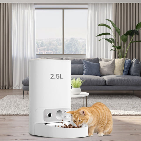 Automatic Portable Battery-Operated 2.4GHz Remote Control Pet Feeder Wi-Fi Camera Sound Notifications Camera Cat Feeder