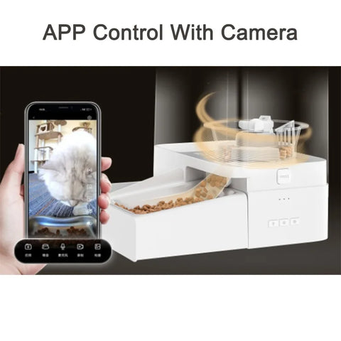 2026 New  Muti-function Auto Dog cat Bowl Feeder Smart Pet Food Feeder& Water Fountain 2 in 1 Pet Feeder and Waterer with Camera