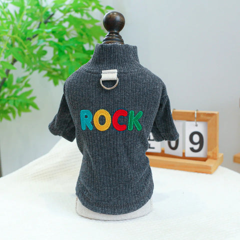 Winter Comfortable Rock Base Gray Polyester Dog and Cat Clothing D Ring Printed Pattern Manufacturer Wholesale