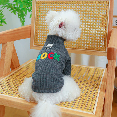 Winter Comfortable Rock Base Gray Polyester Dog and Cat Clothing D Ring Printed Pattern Manufacturer Wholesale