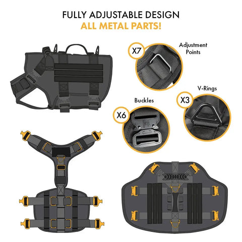 Easy to Control training Professional Vest Working Tactical Dog Harness