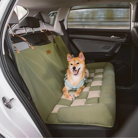 Travel Bolster Safety Back Seat Large Dog Car Seat Bed Chessboard Lounge Waterproof Dog Hammock Car Seat Cover Extender Mat