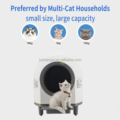 80L Odor Removal Electric Toilet Self Cleaning Smart Automatic cat Litter Box with APP WiFi Control 10 Safety Sensor Radars