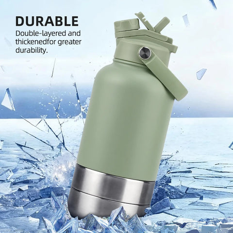 3 in 1 32oz Portable Pet Dog Water Bottle Bowls Stainless Steel Insulated Outdoor Travel Drinking Bottle