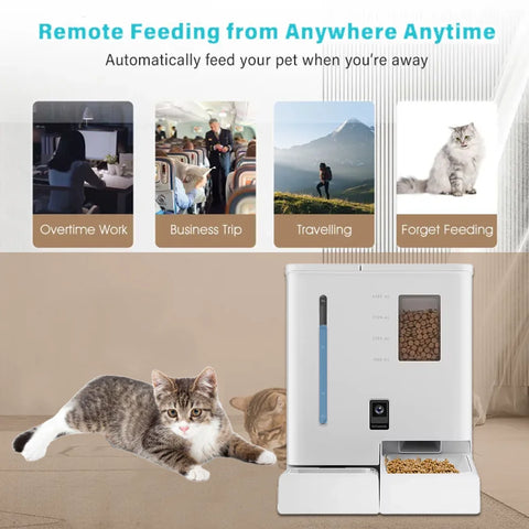 2026 New  Muti-function Auto Dog cat Bowl Feeder Smart Pet Food Feeder& Water Fountain 2 in 1 Pet Feeder and Waterer with Camera