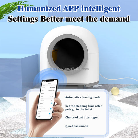 80L Odor Removal Electric Toilet Self Cleaning Smart Automatic cat Litter Box with APP WiFi Control 10 Safety Sensor Radars