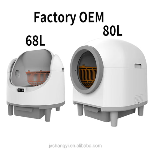 80L Odor Removal Electric Toilet Self Cleaning Smart Automatic cat Litter Box with APP WiFi Control 10 Safety Sensor Radars