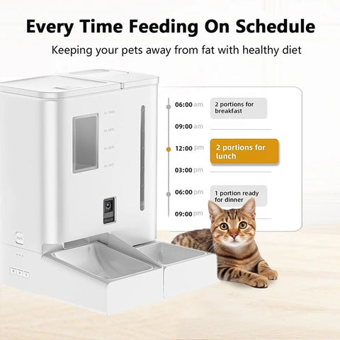 2026 New  Muti-function Auto Dog cat Bowl Feeder Smart Pet Food Feeder& Water Fountain 2 in 1 Pet Feeder and Waterer with Camera